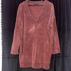 Express V-Neck Sweater Tunic- Dusty Rose